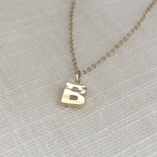 Load image into Gallery viewer, Tiny Initial B Charm Necklace in Pure 14k Gold