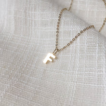 Load image into Gallery viewer, Tiny Initial F Pendant Charm Necklace in Solid 14k Gold
