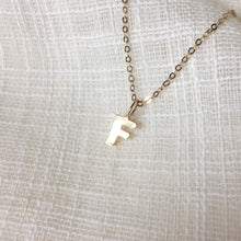 Load image into Gallery viewer, Tiny Initial F Pendant Charm Necklace in Solid 14k Gold