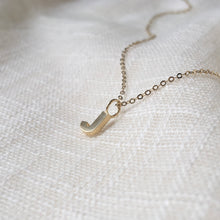 Load image into Gallery viewer, Tiny Initial J Pendant Charm Necklace in Solid 14k Gold
