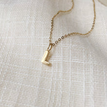 Load image into Gallery viewer, Dainty Letter L Pendant Charm Necklace in Solid 14k Gold