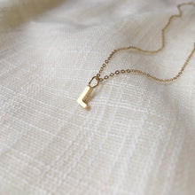 Load image into Gallery viewer, Dainty Letter L Pendant Charm Necklace in Solid 14k Gold