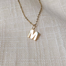 Load image into Gallery viewer, Tiny Initial M Pendant Charm Necklace in Solid 14k Gold