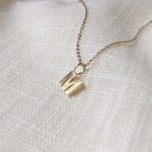 Load image into Gallery viewer, Tiny Initial M Pendant Charm Necklace in Solid 14k Gold