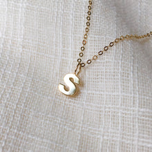 Load image into Gallery viewer, Tiny Initial S Pendant Necklace in Pure 14k Gold