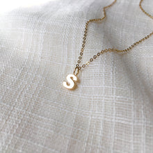 Load image into Gallery viewer, Tiny Initial S Pendant Necklace in Pure 14k Gold