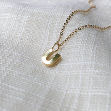 Load image into Gallery viewer, Dainty Letter U Pendant Necklace in Pure 14k Gold