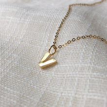 Load image into Gallery viewer, Tiny Letter V Pendant Charm Necklace in Solid 14k Gold