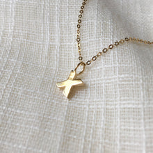Load image into Gallery viewer, Tiny Monogram X Pendant Charm Necklace in Solid 14k Gold