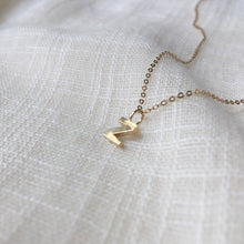 Load image into Gallery viewer, Tiny Initial Z Pendant Charm Necklace in Solid 14k Gold
