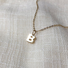 Load image into Gallery viewer, Tiny Initial B Charm Necklace in Pure 14k Gold