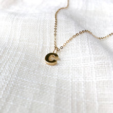 Load image into Gallery viewer, Tiny Letter C Charm Necklace in Pure 14k Gold