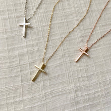 Load image into Gallery viewer, 14k Gold Simple + Dainty Cross Pendant Necklace