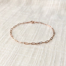 Load image into Gallery viewer, 14k Rose Gold Paperclip Cable Chain Bracelet