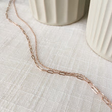 Load image into Gallery viewer, Minimal + Modern Dual Paperclip Chain Necklace in 14k Rose Gold