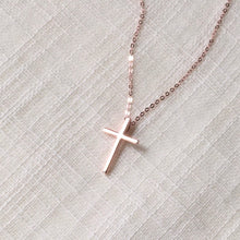 Load image into Gallery viewer, 14k Gold Simple + Dainty Cross Pendant Necklace