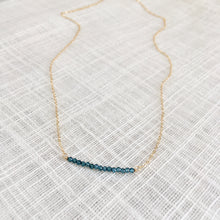 Load image into Gallery viewer, Blue topaz necklace in solid 14k yellow gold