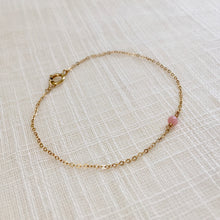 Load image into Gallery viewer, Pink opal gemstone bracelet in pure gold