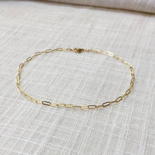 Load image into Gallery viewer, Paperclip Cable Chain Anklet in Pure 14 Gold
