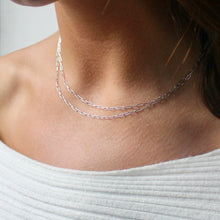 Load image into Gallery viewer, Simple Paper Clip Chain Necklace in 14k Solid White Gold