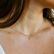 Load image into Gallery viewer, Dual Chain Necklace with Moonstone in Solid 14k Gold