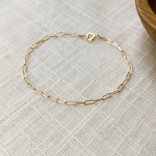 Load image into Gallery viewer, 14k Gold Paperclip Cable Chain Bracelet