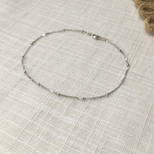 Load image into Gallery viewer, Tiny Beaded Chain Anklet in Pure White Gold