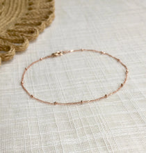 Load image into Gallery viewer, Tiny Beaded Chain Anklet in 14k Rose Gold