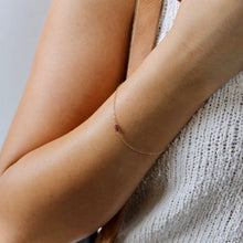 Load image into Gallery viewer, Tiny Birthstone Bracelet in Pure 14k Gold