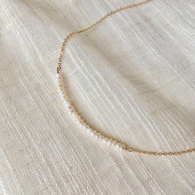 Load image into Gallery viewer, Pearl bar necklace in pure 14k gold