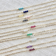 Load image into Gallery viewer, Tiny and simple birthstone 14k gold necklace