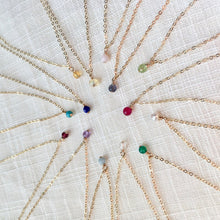 Load image into Gallery viewer, Tiny birthstone pendant necklace in 14k gold