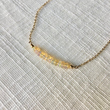Load image into Gallery viewer, 14k gold Opal bar necklace