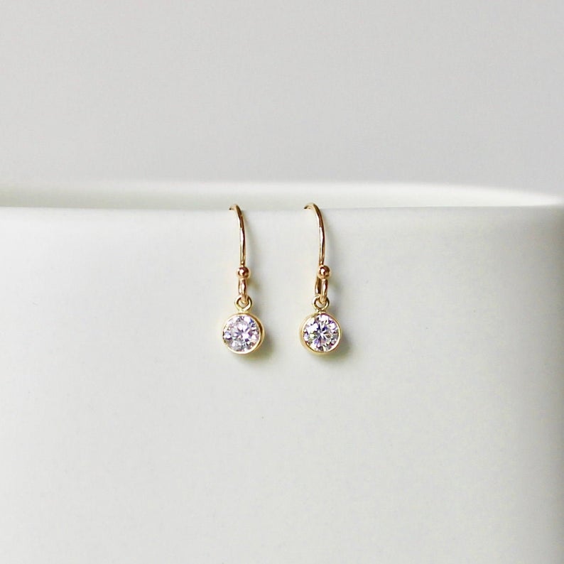 Tiny diamond drop earrings Clearance