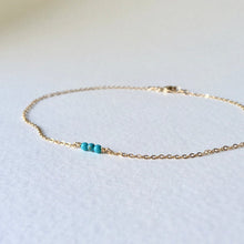 Load image into Gallery viewer, Dainty birthstone anklet in 14k gold