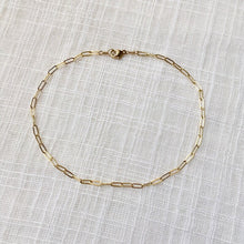 Load image into Gallery viewer, Paperclip Cable Chain Anklet in Pure 14 Gold