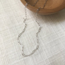 Load image into Gallery viewer, Simple Paper Clip Chain Necklace in 14k Solid White Gold