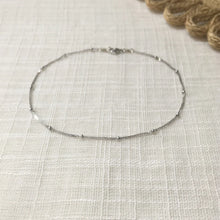 Load image into Gallery viewer, Tiny Beaded Chain Anklet in Pure White Gold