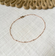 Load image into Gallery viewer, Tiny Beaded Chain Anklet in 14k Rose Gold