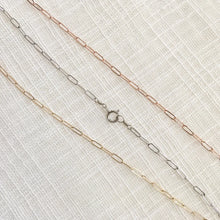 Load image into Gallery viewer, Simple Paper Clip Chain Necklace in 14k Solid White Gold