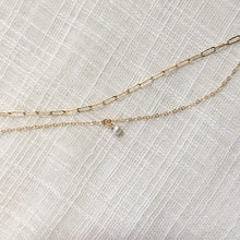 Load image into Gallery viewer, Multi Chain Necklace with Pearl Pendant in 14k Gold
