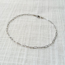 Load image into Gallery viewer, 14k White Gold Modern Paperclip Chain Anklet