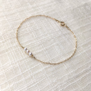 Freshwater Pearl Bracelet in Solid 14k Gold