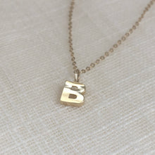 Load image into Gallery viewer, Tiny Initial B Charm Necklace in Pure 14k Gold
