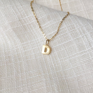 Tiny Initial D Pendant Necklace in Pure 14k Gold