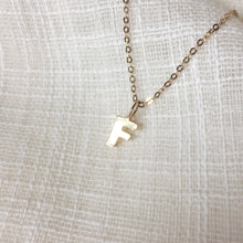 Load image into Gallery viewer, Tiny Initial F Pendant Charm Necklace in Solid 14k Gold

