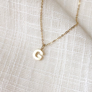 14k Gold Tiny Initial G Pendant Necklace
