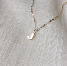 Load image into Gallery viewer, Tiny Initial J Pendant Charm Necklace in Solid 14k Gold
