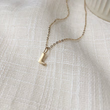 Load image into Gallery viewer, Dainty Letter L Pendant Charm Necklace in Solid 14k Gold
