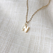 Load image into Gallery viewer, 14k Gold Tiny Letter N Pendant Necklace
